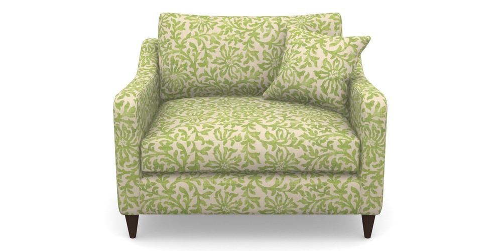 Product photograph of Rye Snuggler In V A Brompton Collection - Floral Scroll - Lime from Sofas and Stuff Limited