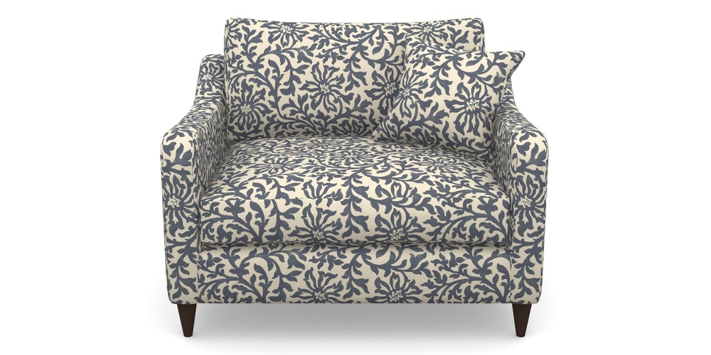 Product photograph of Rye Snuggler In V A Brompton Collection - Floral Scroll - Midnight Blue from Sofas and Stuff Limited