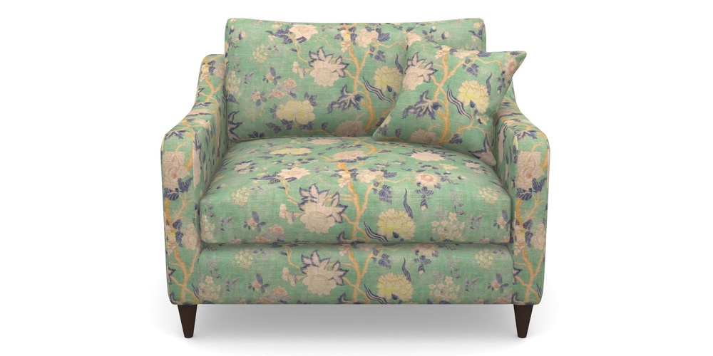 Product photograph of Rye Snuggler In Floral Linen - Even So Verde from Sofas and Stuff Limited