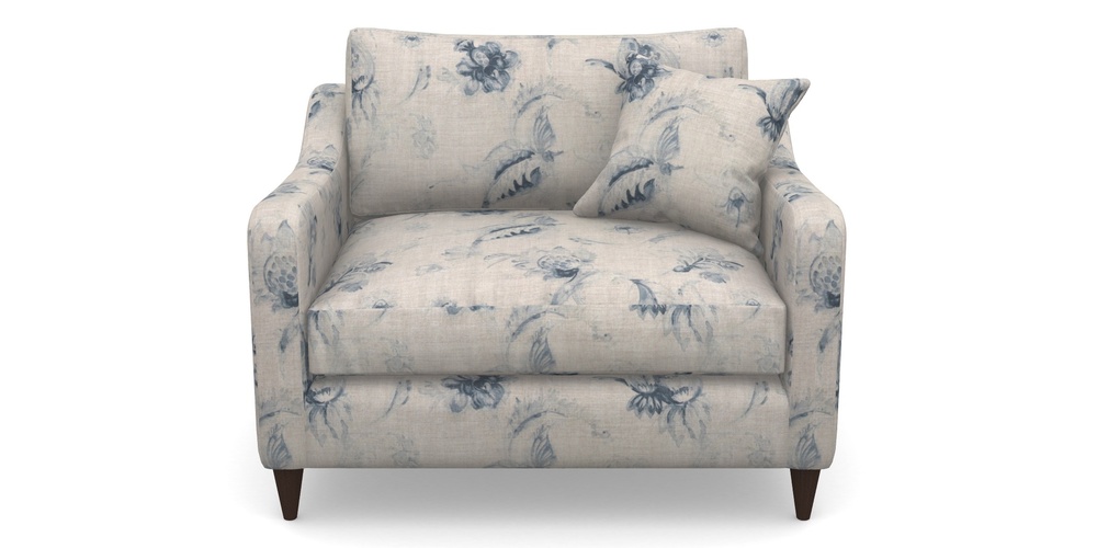 Product photograph of Rye Snuggler In Floral Linen - Lela Mystery Indigo from Sofas and Stuff Limited