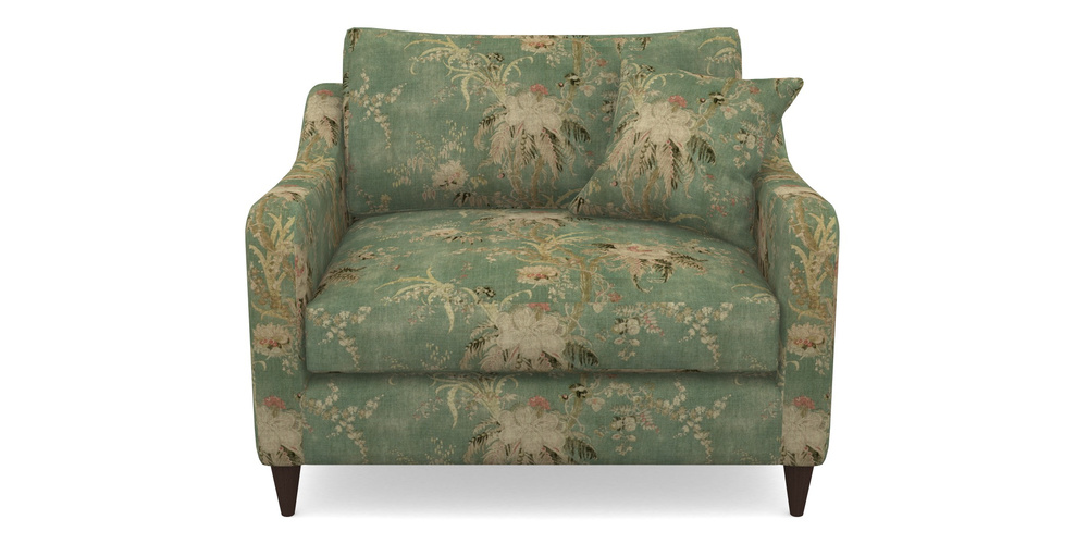 Product photograph of Rye Snuggler In Floral Linen - Zefferino Emerald from Sofas and Stuff Limited