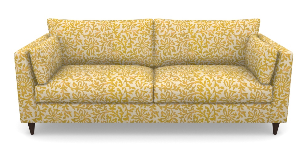 Product photograph of Saltdean 4 Seater Sofa In V A Brompton Collection - Floral Scroll - Corn from Sofas and Stuff Limited