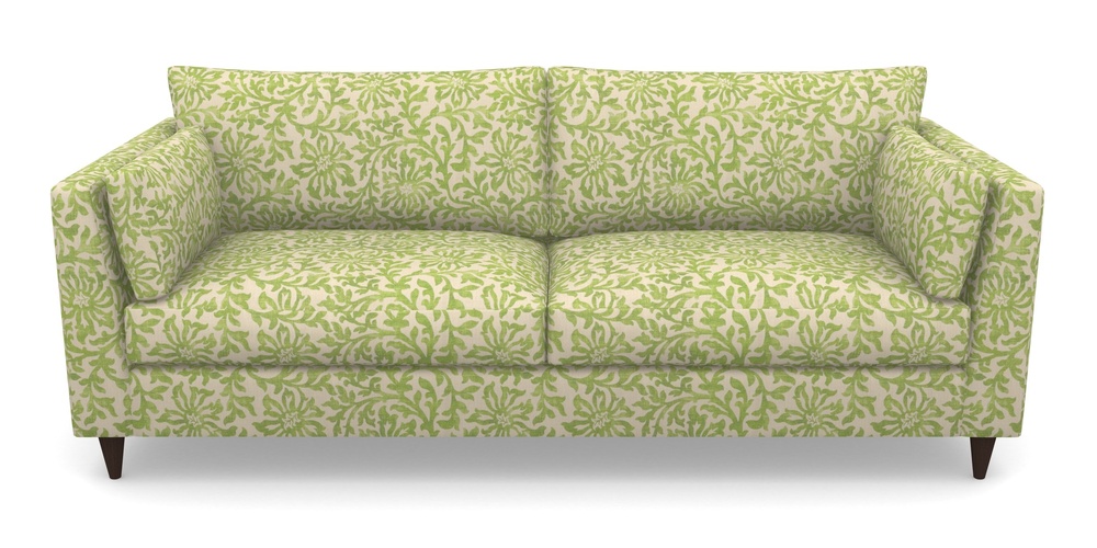 Product photograph of Saltdean 4 Seater Sofa In V A Brompton Collection - Floral Scroll - Lime from Sofas and Stuff Limited