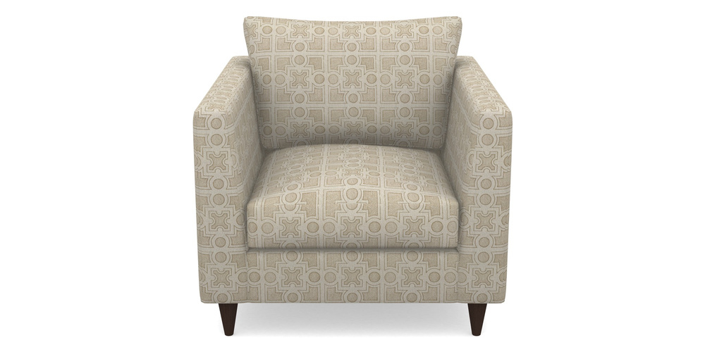 Product photograph of Saltdean Chair In Rhs Collection - Small Knot Garden Cotton Weave - Gold from Sofas and Stuff Limited