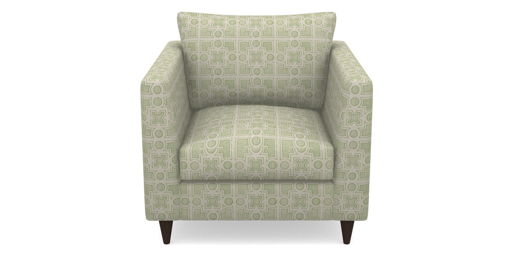 Product photograph of Saltdean Chair In Rhs Collection - Small Knot Garden Cotton Weave - Green from Sofas and Stuff Limited