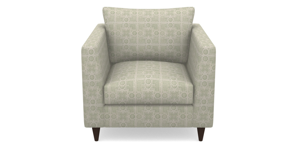 Product photograph of Saltdean Chair In Rhs Collection - Small Knot Garden Cotton Weave - Pistachio from Sofas and Stuff Limited