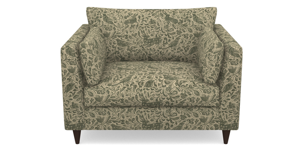 Product photograph of Saltdean Snuggler In V A Drawn From Nature - Bird And Rabbit - Dark Green from Sofas and Stuff Limited