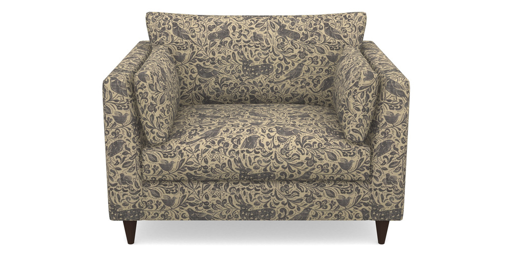 Product photograph of Saltdean Snuggler In V A Drawn From Nature - Bird And Rabbit - Navy from Sofas and Stuff Limited