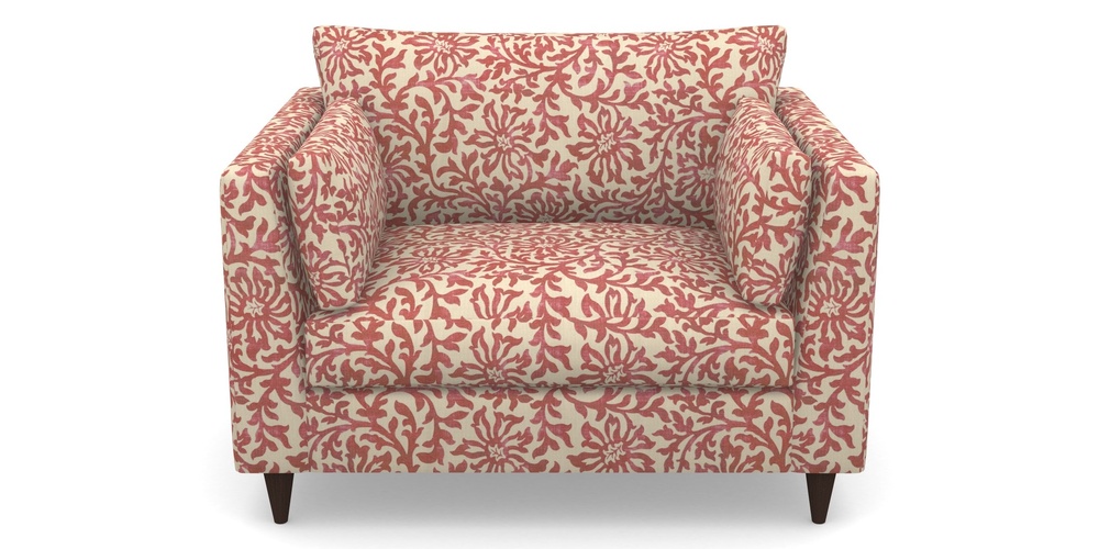 Product photograph of Saltdean Snuggler In V A Brompton Collection - Floral Scroll - Chilli from Sofas and Stuff Limited