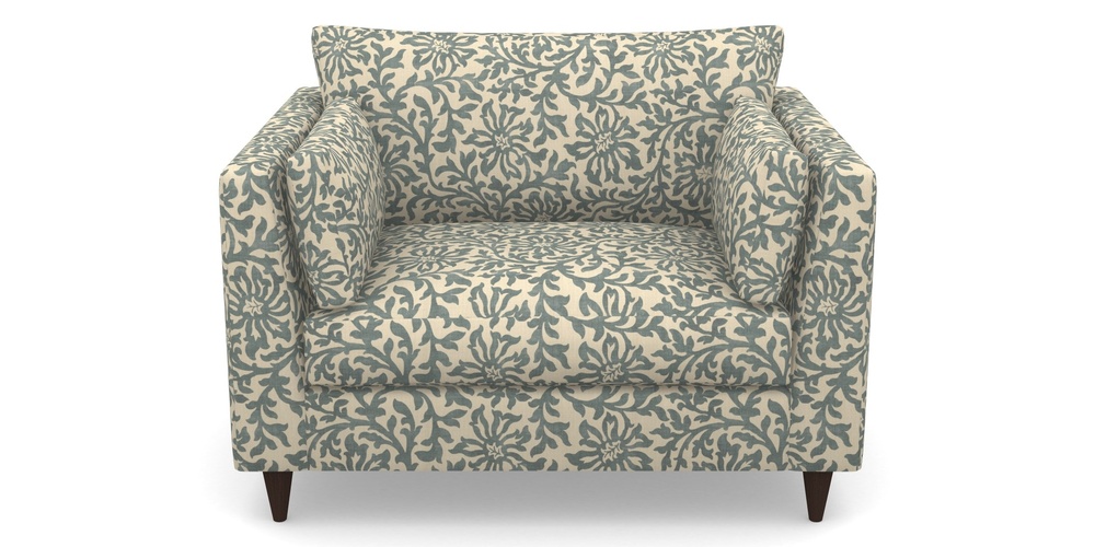 Product photograph of Saltdean Snuggler In V A Brompton Collection - Floral Scroll - Pebble from Sofas and Stuff Limited