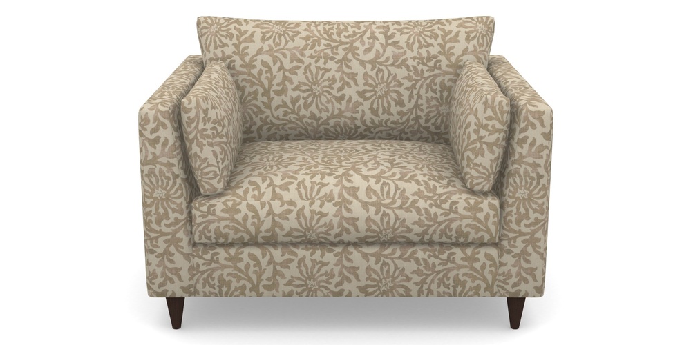 Product photograph of Saltdean Snuggler In V A Brompton Collection - Floral Scroll - Assam Tea from Sofas and Stuff Limited