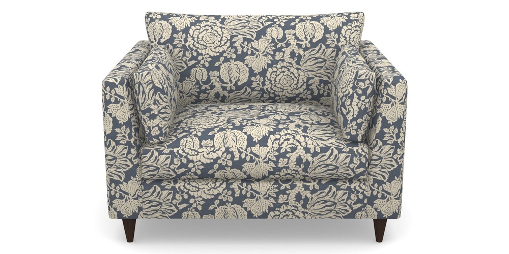 Product photograph of Saltdean Snuggler In V A Brompton Collection - Flowering Kale - Midnight Blue from Sofas and Stuff Limited