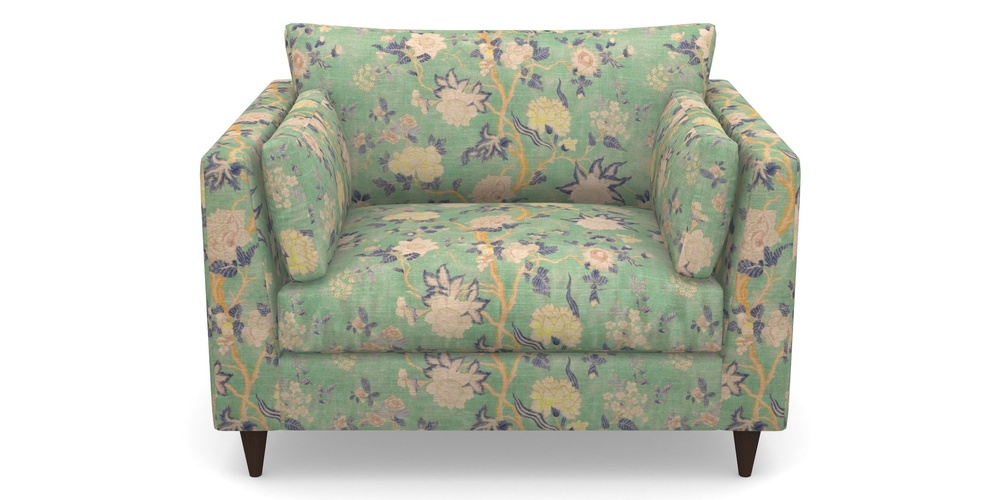 Product photograph of Saltdean Snuggler In Floral Linen - Even So Verde from Sofas and Stuff Limited