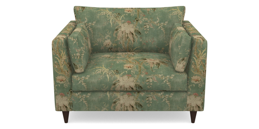 Product photograph of Saltdean Snuggler In Floral Linen - Zefferino Emerald from Sofas and Stuff Limited