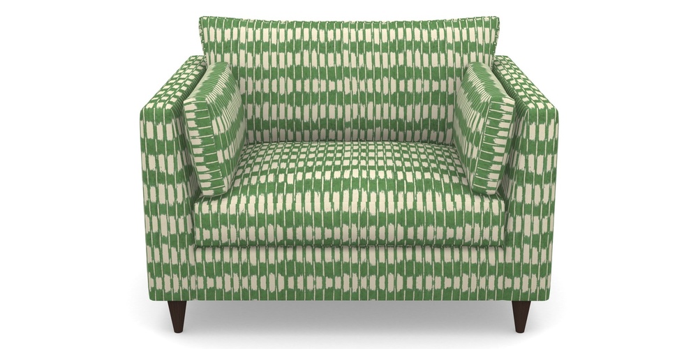 Product photograph of Saltdean Snuggler In V A Brompton Collection - Ikat - Basil from Sofas and Stuff Limited