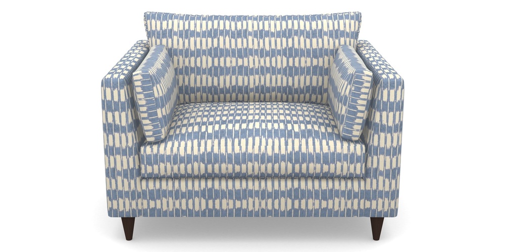 Product photograph of Saltdean Snuggler In V A Brompton Collection - Ikat - Morning Blue from Sofas and Stuff Limited