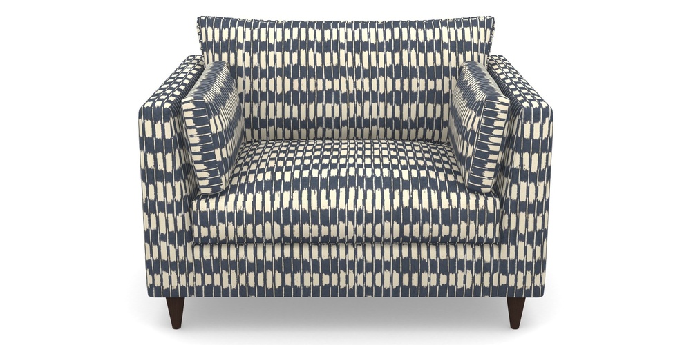 Product photograph of Saltdean Snuggler In V A Brompton Collection - Ikat - Midnight Blue from Sofas and Stuff Limited