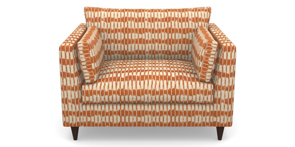 Product photograph of Saltdean Snuggler In V A Brompton Collection - Ikat - Terracotta from Sofas and Stuff Limited