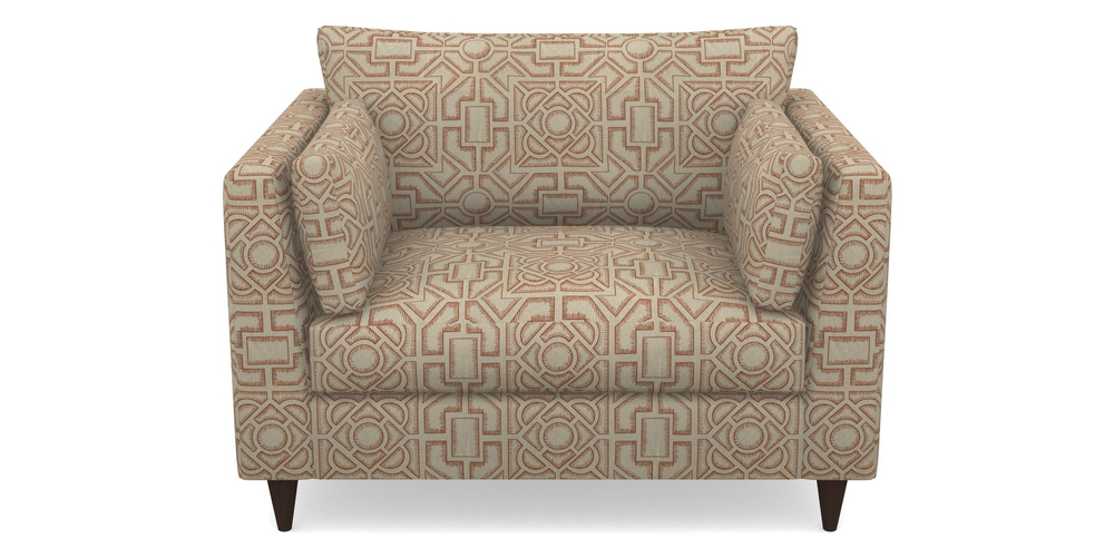 Product photograph of Saltdean Snuggler In Rhs Collection - Large Knot Garden Linen - Terracotta from Sofas and Stuff Limited