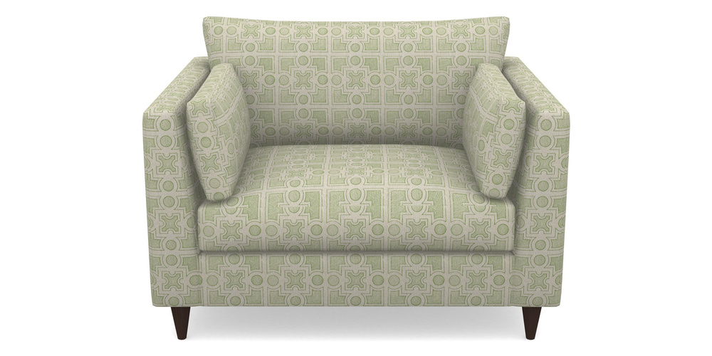 Product photograph of Saltdean Snuggler In Rhs Collection - Small Knot Garden Cotton Weave - Green from Sofas and Stuff Limited