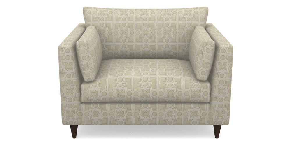 Product photograph of Saltdean Snuggler In Rhs Collection - Small Knot Garden Cotton Weave - Olive from Sofas and Stuff Limited