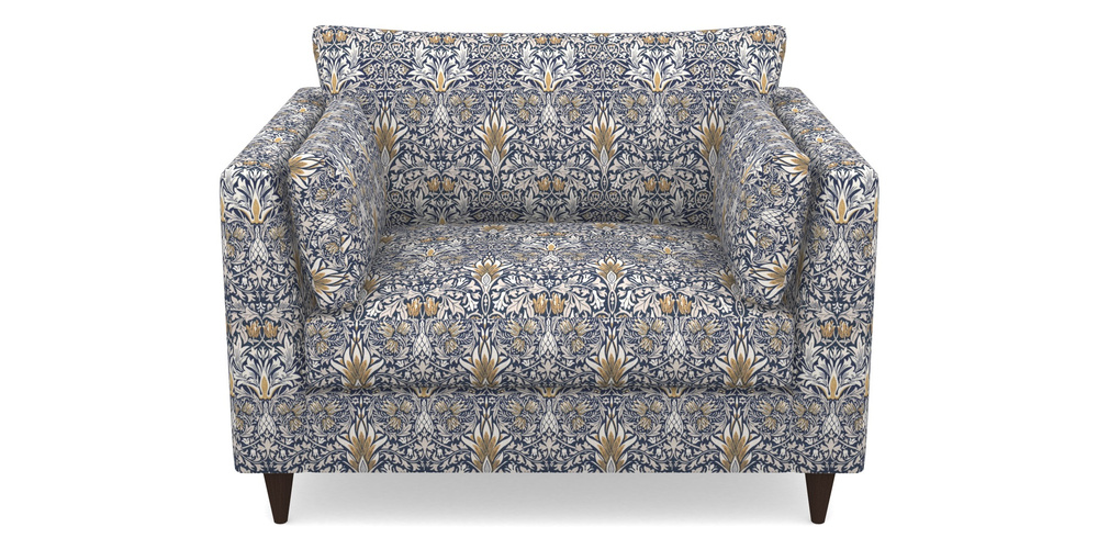 Product photograph of Saltdean Snuggler In William Morris Collection - Snakeshead - Indigo Hemp from Sofas and Stuff Limited