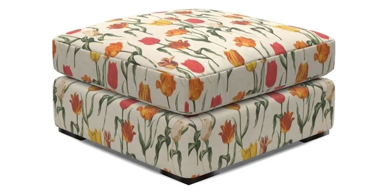 Stockbridge Combi Footstool in Two Tone Plain Biscuit