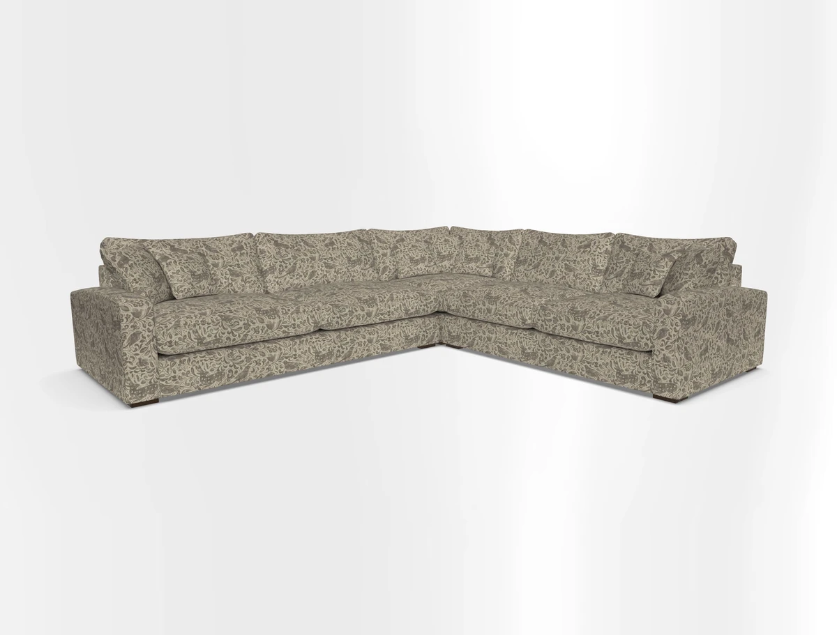 Stockbridge Corner Sofa LHF in V&A Threads of India Opulent Velvets Ikat Mirage Burnt Umber 