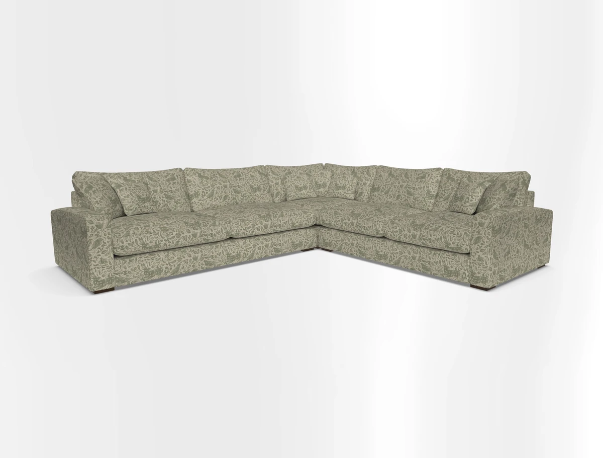 Stockbridge Corner Sofa LHF in V&A Threads of India Opulent Velvets Ikat Mirage Burnt Umber 