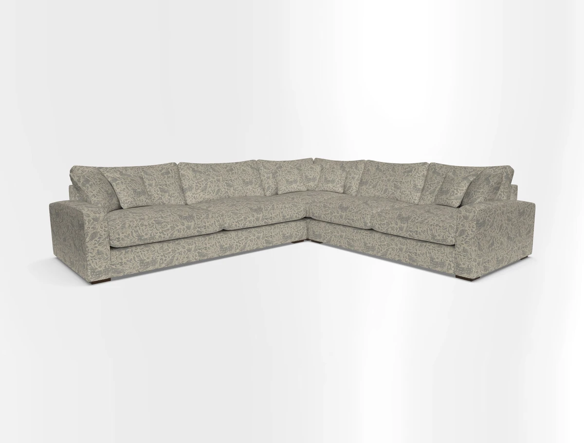 Stockbridge Corner Sofa LHF in V&A Threads of India Opulent Velvets Ikat Mirage Burnt Umber 