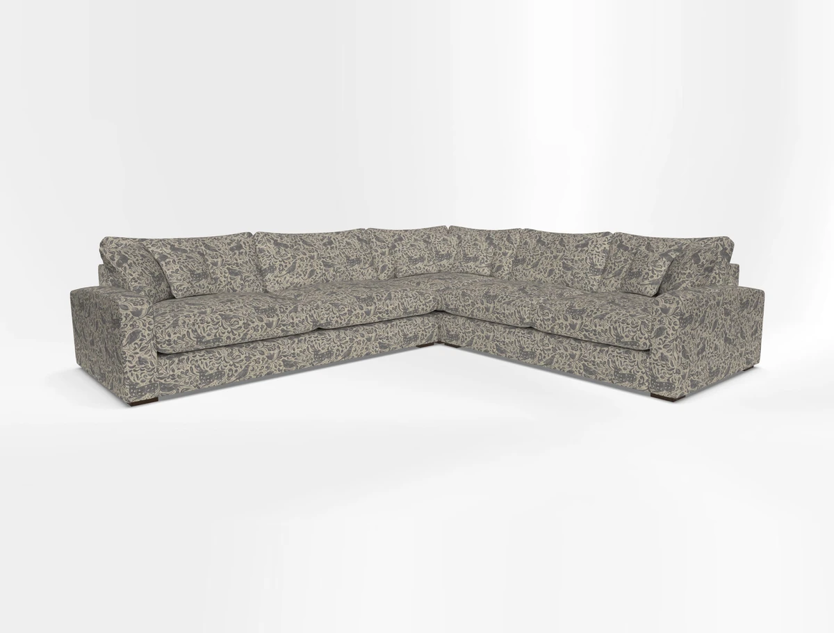 Stockbridge Corner Sofa LHF in V&A Threads of India Opulent Velvets Ikat Mirage Burnt Umber 