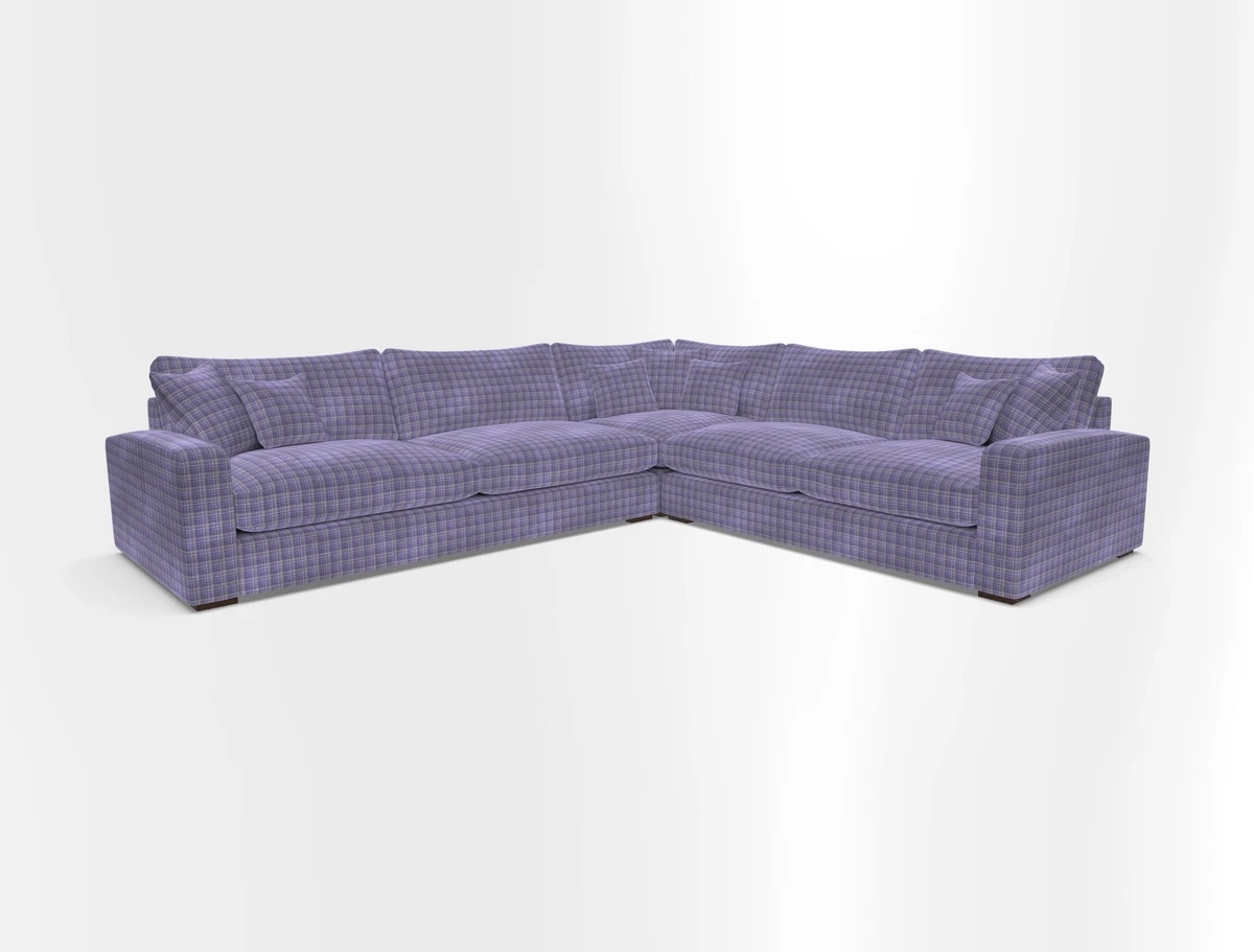 Stockbridge Corner Sofa LHF in V&A Threads of India Opulent Velvets Ikat Mirage Burnt Umber 