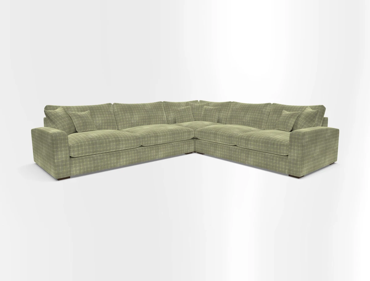 Stockbridge Corner Sofa LHF in V&A Threads of India Opulent Velvets Ikat Mirage Burnt Umber 