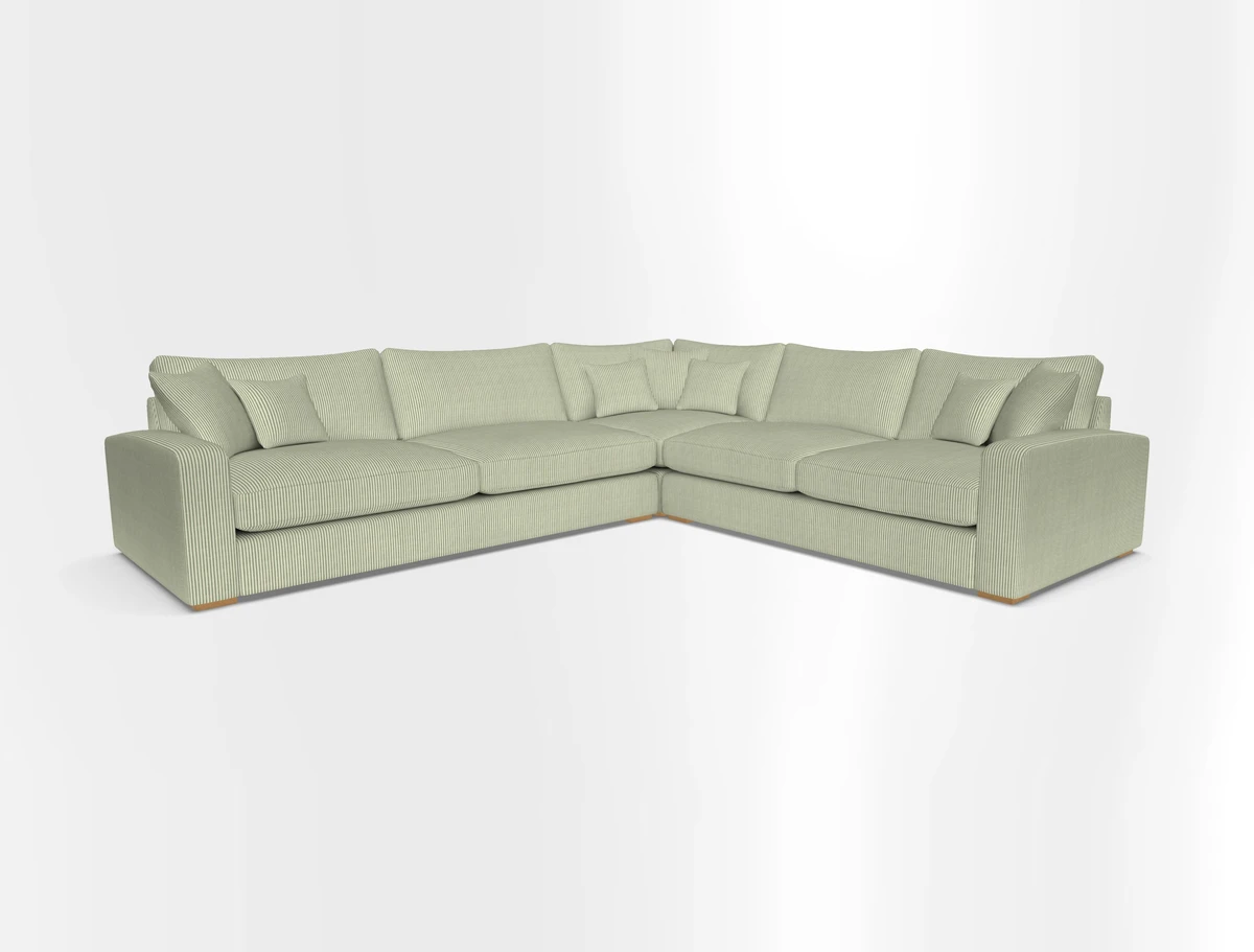 Stockbridge Corner Sofa LHF in V&A Threads of India Opulent Velvets Ikat Mirage Burnt Umber 