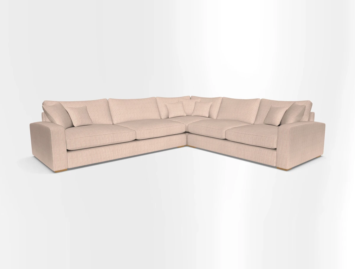 Stockbridge Corner Sofa LHF in V&A Threads of India Opulent Velvets Ikat Mirage Burnt Umber 