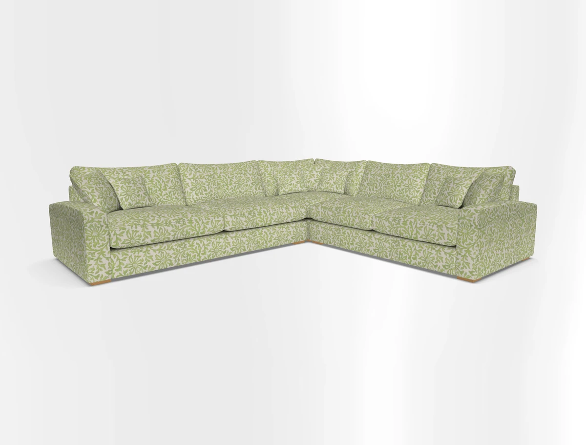 Stockbridge Corner Sofa LHF in V&A Threads of India Opulent Velvets Ikat Mirage Burnt Umber 