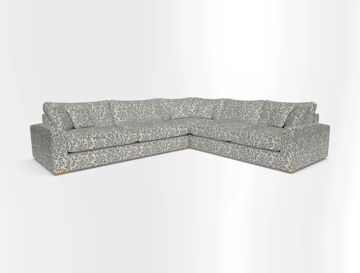Stockbridge Corner Sofa LHF in V&A Threads of India Opulent Velvets Ikat Mirage Burnt Umber 