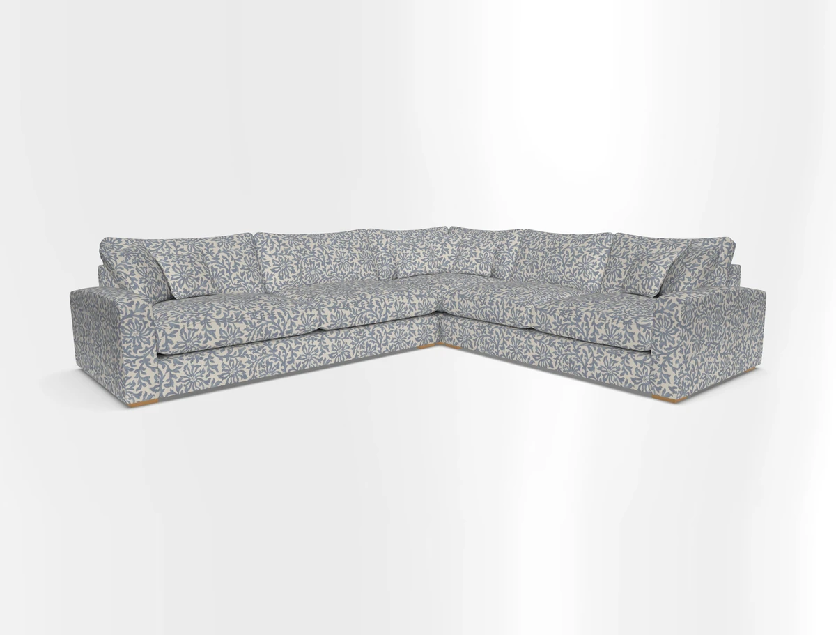 Stockbridge Corner Sofa LHF in V&A Threads of India Opulent Velvets Ikat Mirage Burnt Umber 
