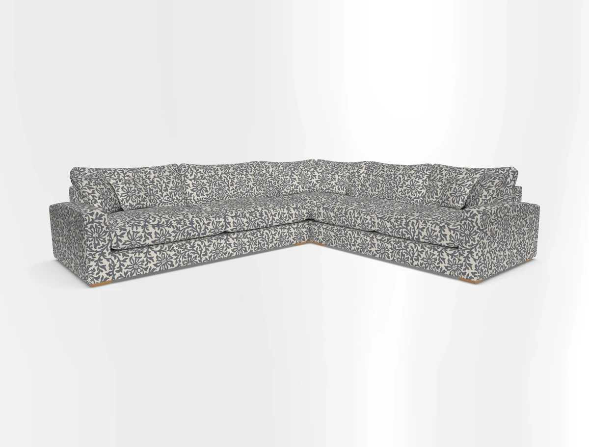 Stockbridge Corner Sofa LHF in V&A Threads of India Opulent Velvets Ikat Mirage Burnt Umber 