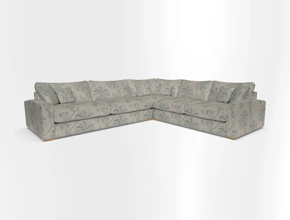 Stockbridge Corner Sofa LHF in V&A Threads of India Opulent Velvets Ikat Mirage Burnt Umber 
