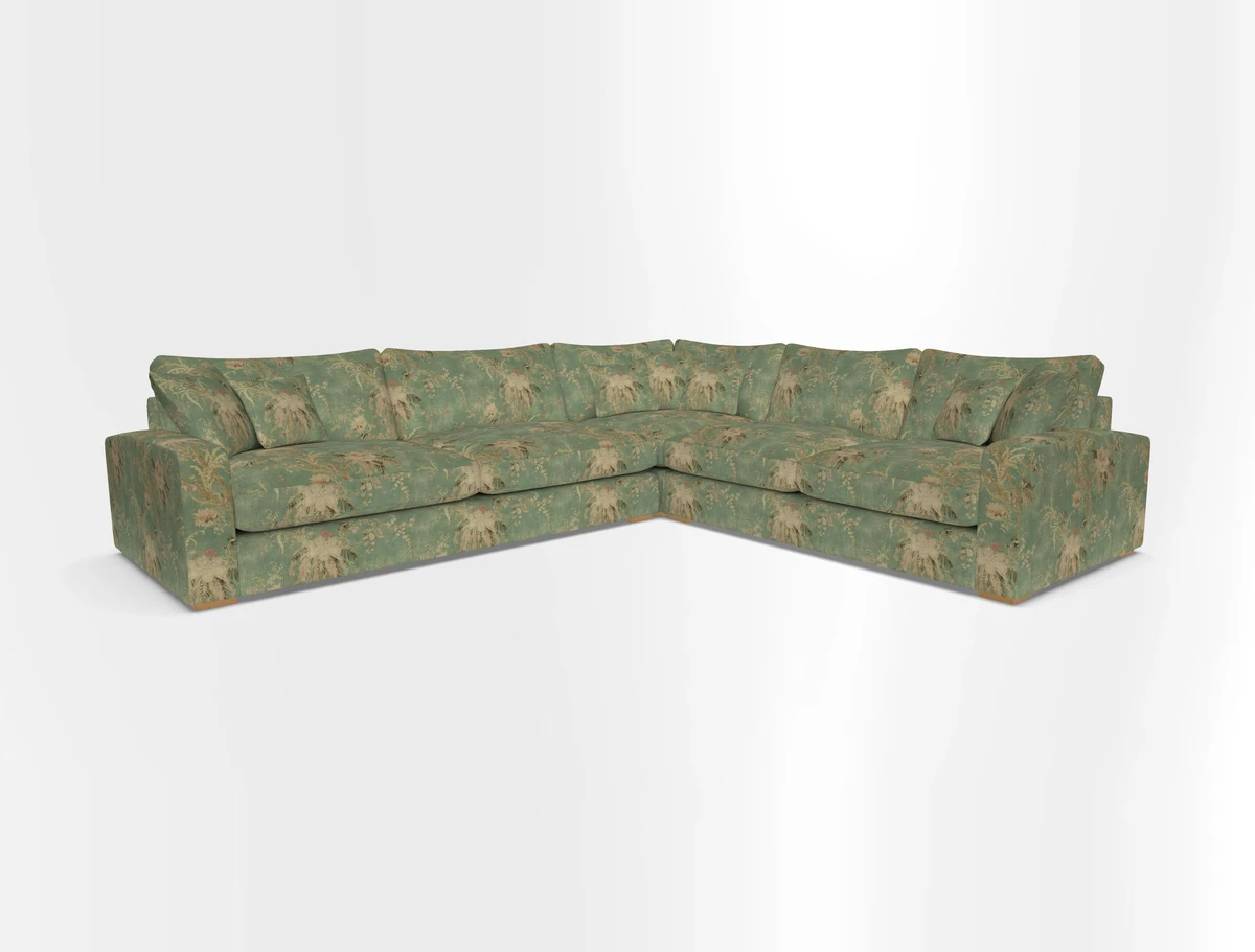 Stockbridge Corner Sofa LHF in V&A Threads of India Opulent Velvets Ikat Mirage Burnt Umber 