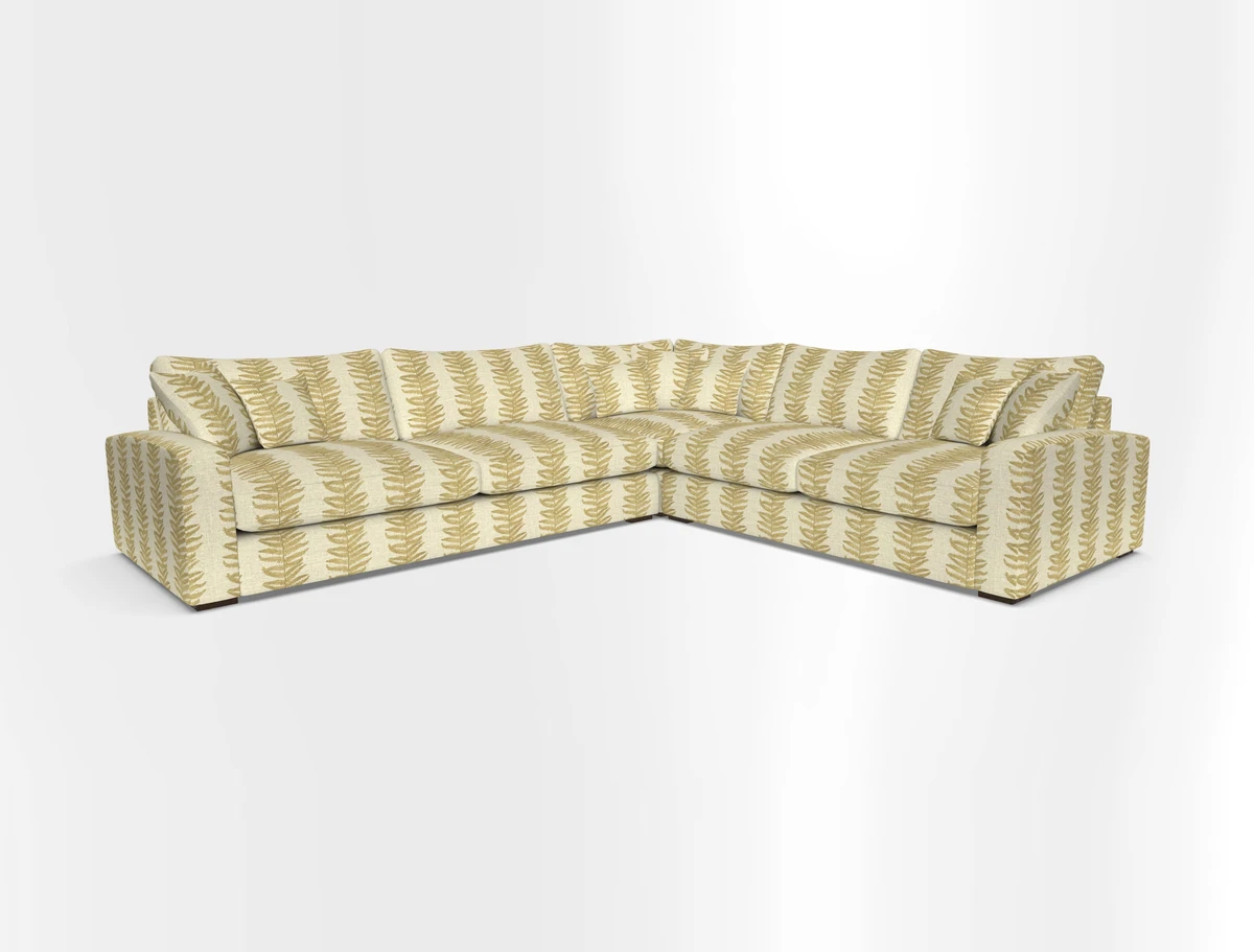 Stockbridge Corner Sofa LHF in V&A Threads of India Opulent Velvets Ikat Mirage Burnt Umber 