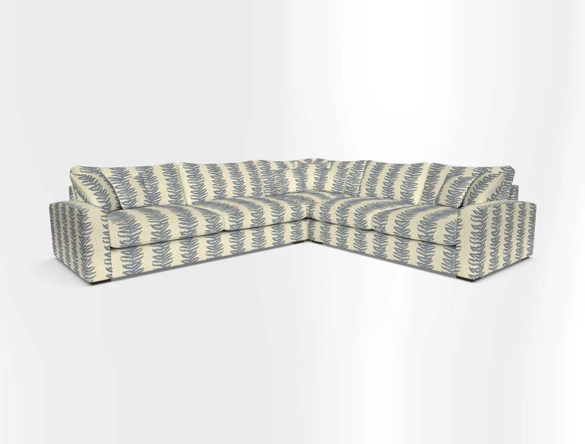Stockbridge Corner Sofa LHF in V&A Threads of India Opulent Velvets Ikat Mirage Burnt Umber 