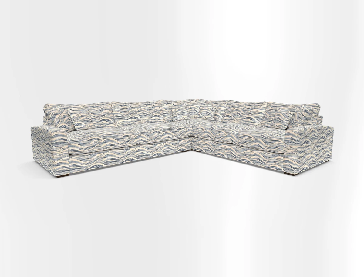 Stockbridge Corner Sofa LHF in V&A Threads of India Opulent Velvets Ikat Mirage Burnt Umber 
