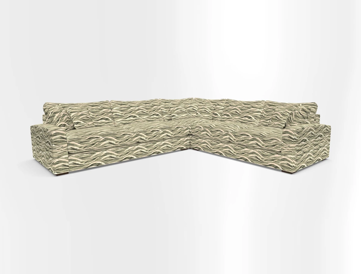 Stockbridge Corner Sofa LHF in V&A Threads of India Opulent Velvets Ikat Mirage Burnt Umber 