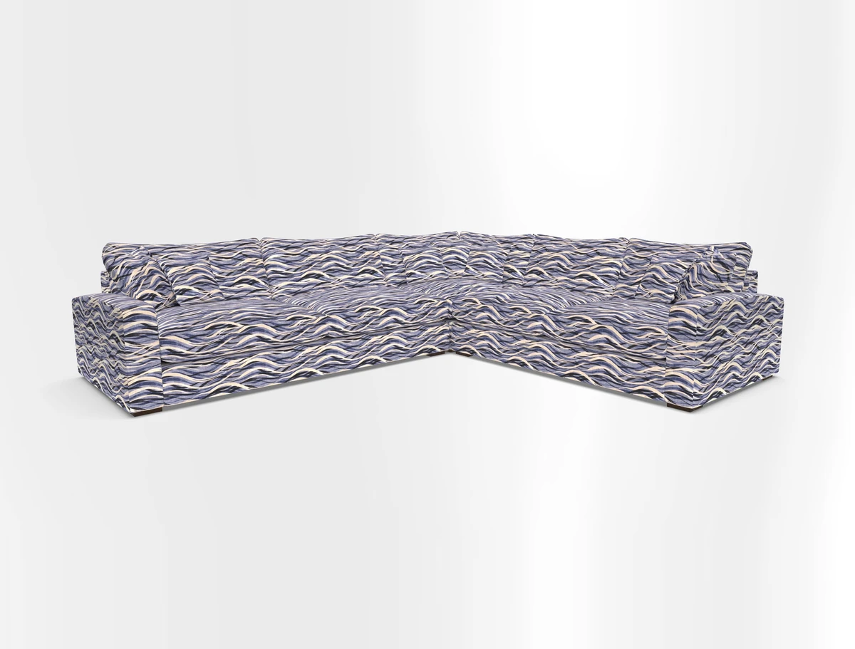 Stockbridge Corner Sofa LHF in V&A Threads of India Opulent Velvets Ikat Mirage Burnt Umber 