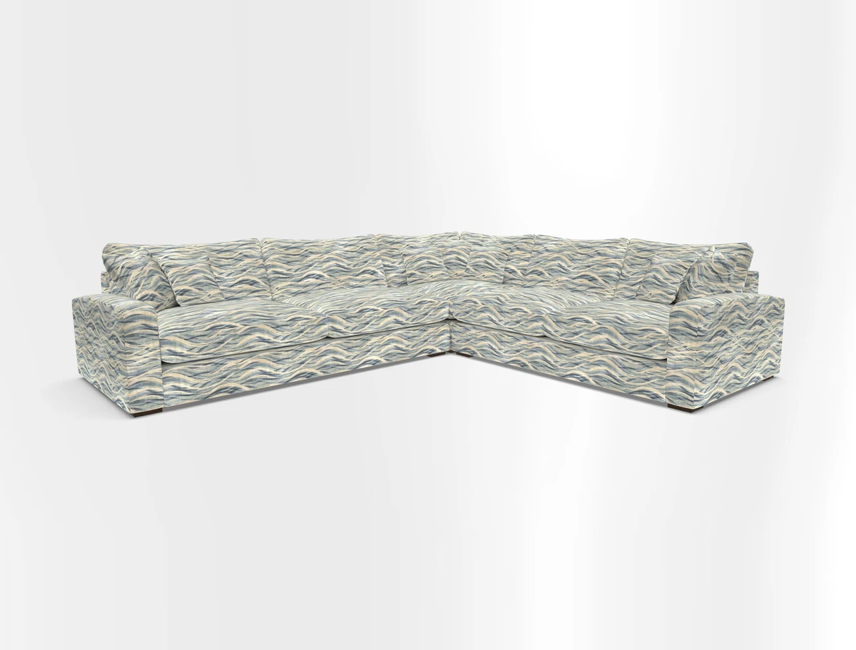 Stockbridge Corner Sofa LHF in V&A Threads of India Opulent Velvets Ikat Mirage Burnt Umber 