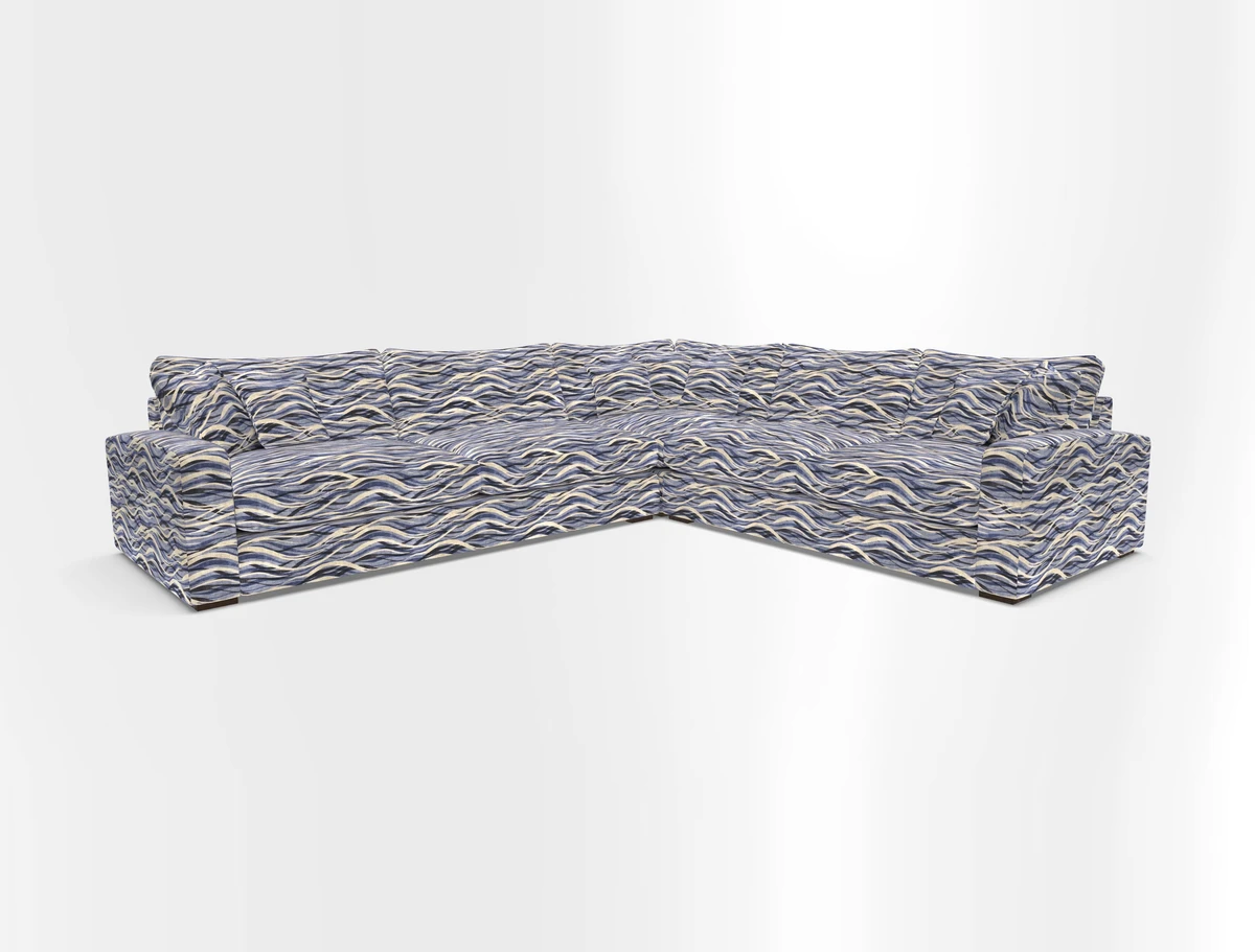 Stockbridge Corner Sofa LHF in V&A Threads of India Opulent Velvets Ikat Mirage Burnt Umber 