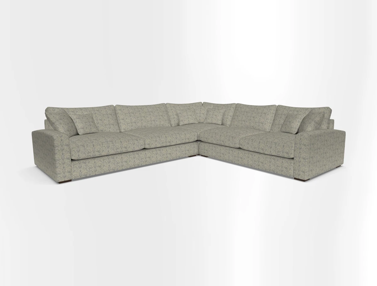 Stockbridge Corner Sofa LHF in V&A Threads of India Opulent Velvets Ikat Mirage Burnt Umber 