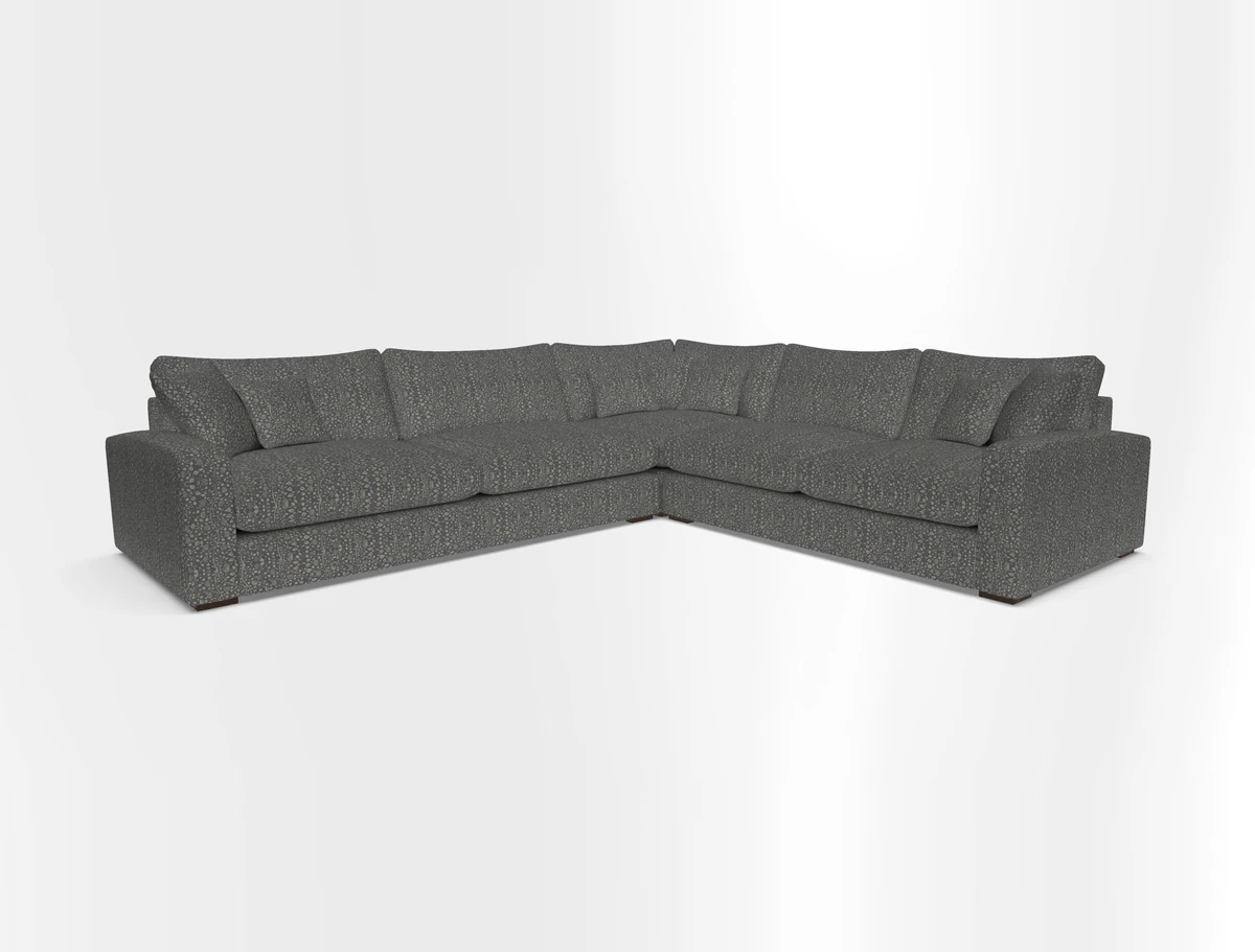 Stockbridge Corner Sofa LHF in V&A Threads of India Opulent Velvets Ikat Mirage Burnt Umber 